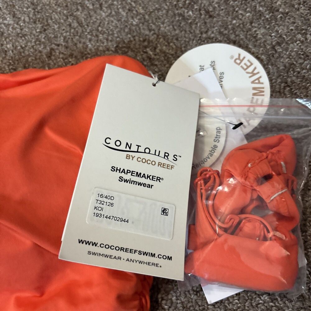 NEW Contrours Coco Reef Orange Tankini Top Koi 40D Bra Sized  NWT Textured - Picture 4 of 10